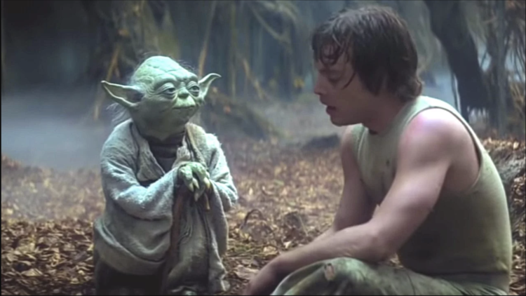 Luke e Yoda, exemplos clássicos de herói e mentor.